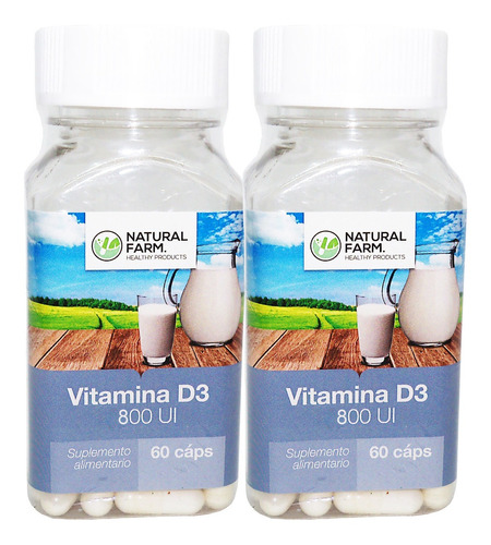 2x Vitamina D3 120 Capsulas 800 Ui Natural Farm