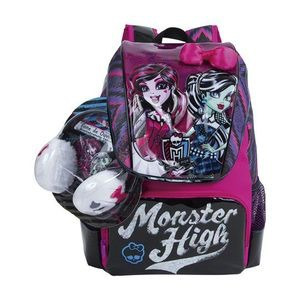 Mochila Monster Hight Malva Preta Vem Com Fone Ouvido