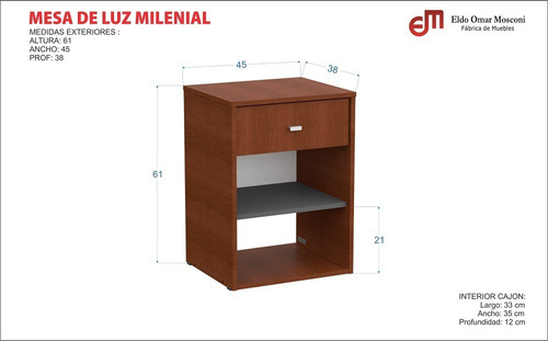 Imagen 4 de 7 de Mesa De Luz Milenial 1 Cajón Dormitorio Juvenil