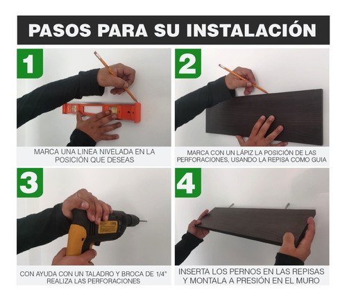Imagen 3 de 10 de Set De 3 Repisas Flotantes Minimalistas Madera 50x15 Cm