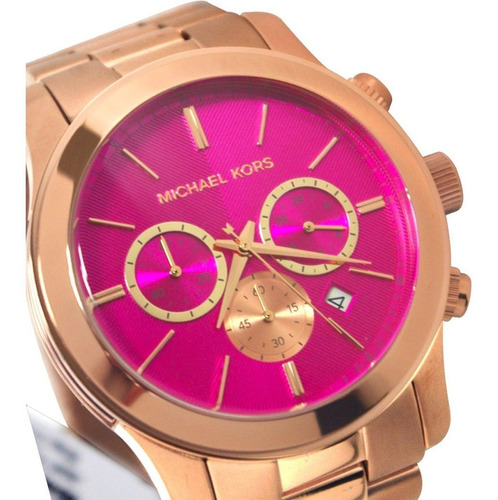 Relógio Michael Kors Mk5931 Runway Original Pink Rose Cor Da Correia Prateado Cor Do Bisel Prateado Cor Do Fundo