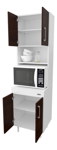 Mueble Columna De Cocina 4 Puertas Despensero Organizador Color Blanco/Wengue