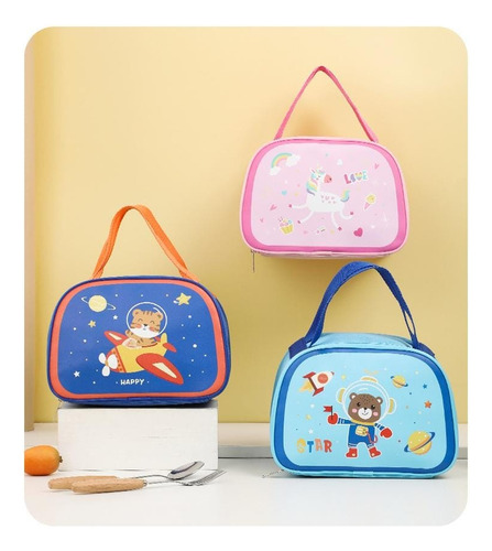 Lonchera Bolso Térmico Colación Diseño Animalitos Kawai
