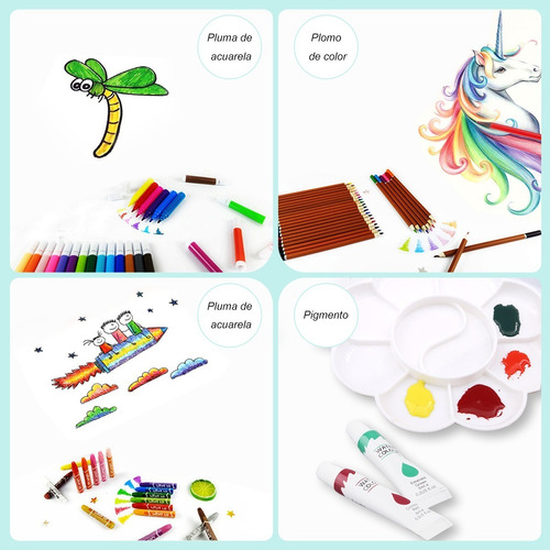Imagen 2 de 8 de Kit De Lápices De Dibujo Marcadores Plumones Punta 145 Pcs