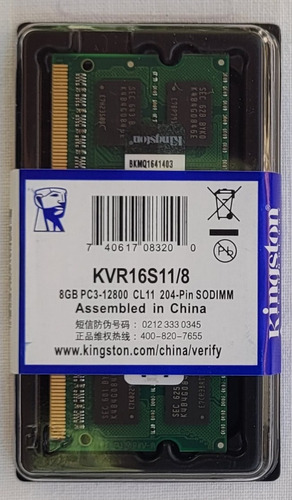 Memoria Kingston Valueram Ddr3 8gb 1600mhz Kvr16s11/8