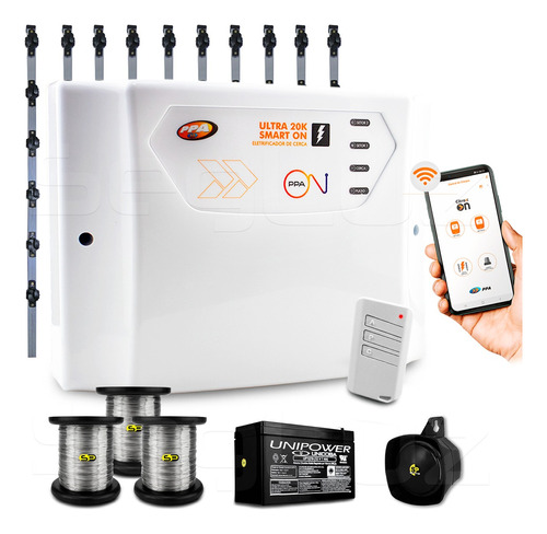 Kit Cerca Elétrica Ppa Industrial Wifi 150m Bateria 20.000v