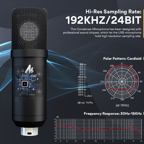 Kit Microfono Maono Au-a425 Usb Mic Con Soporte Para Estudio