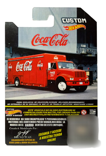 Custom Hot Wheels Camión Coca Cola Repartidor México Rojo Brillante/negro Mate (Usado)