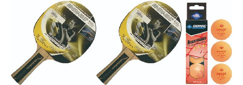 Set De 2 Paleta Ping Pong Donic Waldner 500 3 Pelotitas 3***