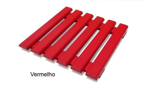 Tablado Ripado De Madeira 50x50x5cm Para Deck - Vermelho