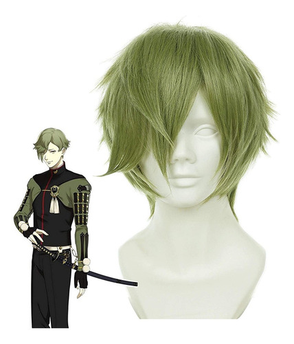 Jogo Touken Ranbu Online Uguisumaru Masculino Curto Verde