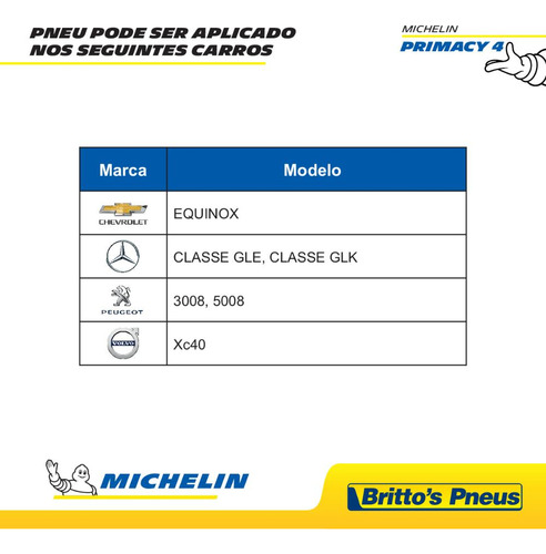 Kit 2 Pneus Commander Aro 19 Michelin Primacy 4 - 235/50 R19