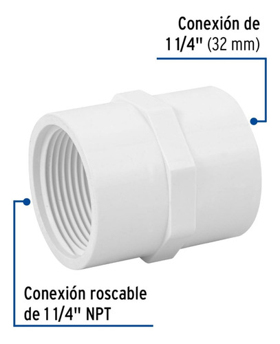 Adaptador Hembra De Pvc, 1-1/4' Foset