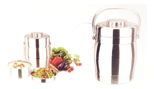Vianda Térmica De Acero Lunchera 3 Compartimientos 1,6 Lts