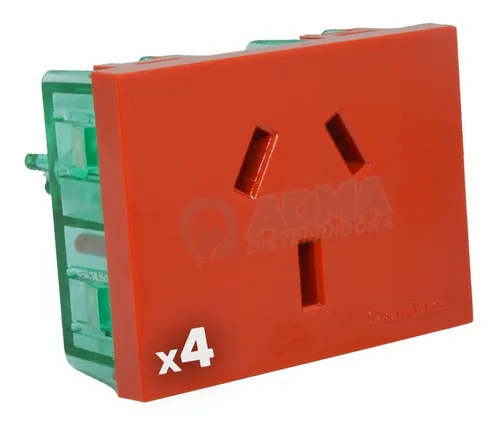 Modulo Toma Doble 10a Cambre Rojo 7604 X4