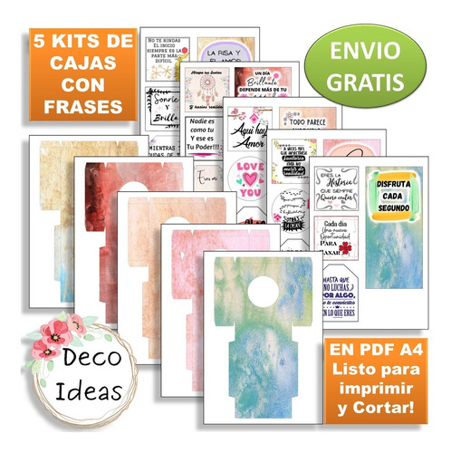 Imagen 1 de 4 de Imprimible Caja Porta Maceta 008 Frase + Tag Emprendedor