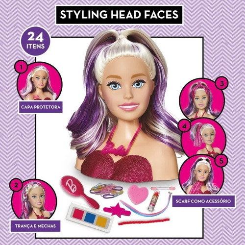 Imagem 5 de 8 de Barbie Busto Maquiar E Pentear Original Mattel Com 24 Itens