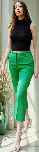 Pantalon Capri De Vestir Lino Tiro Alto Short Largo
