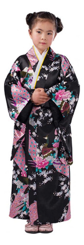 Pijama Tipo Kimono Para Niñas Con Estampado Floral De Pavo Real Vibrant S