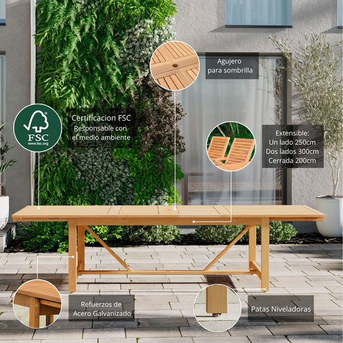 Mesa Leyland De Comedor Extensible De Madera Para Exterior