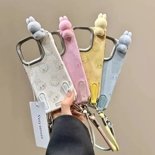 Capa Para Celular Labubu, Design 3d Pelúcia Com Cordão