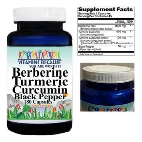 Vitamins Because Curcuma Y Berberina 180 Caps