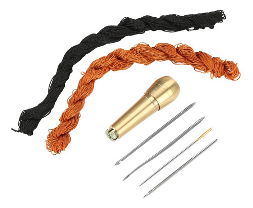 Kit De Punzón De Coser Con Hilos Negros Y Marrones De 18 M P