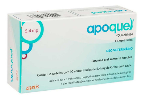 Apoquel 5 4mg C 20 Comprimidos Para Cães Anticoceira Oclacit