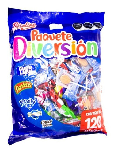 Dulces Surtidos Paquete Diversión Ricolino  1.5 Kg 120piezas