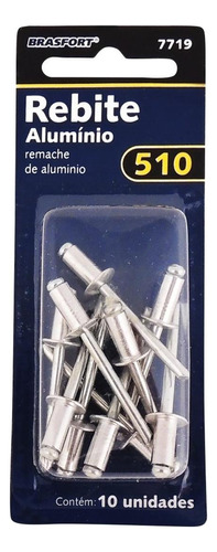 Cartela Rebite Brasfort Aluminio Repuxo 510 Cartela Com 10 P