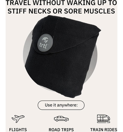 Almohada De Viaje Trtl Negra - Soporte Cuello Lavable Y
