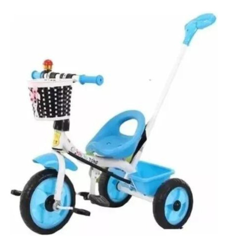 Triciclo Metalico Azul 2 Cestas C/control Parental Removible