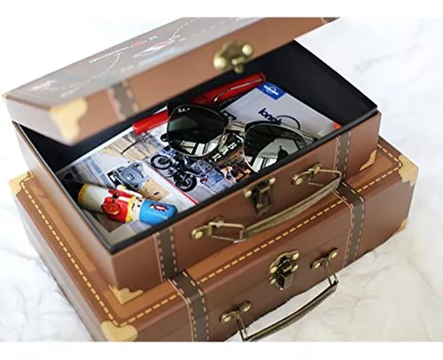 Juego de 3 cajas decorativas de almacenamiento con tapas, maletas de  cartón, caja de maleta de cartón, cajas de regalo para decoración del  hogar, – Yaxa Colombia