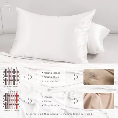 Funda de Almohada Seda Satinada Blanco Idecor Home Para Cuidado del Cabello  (Pack 2) - Promart