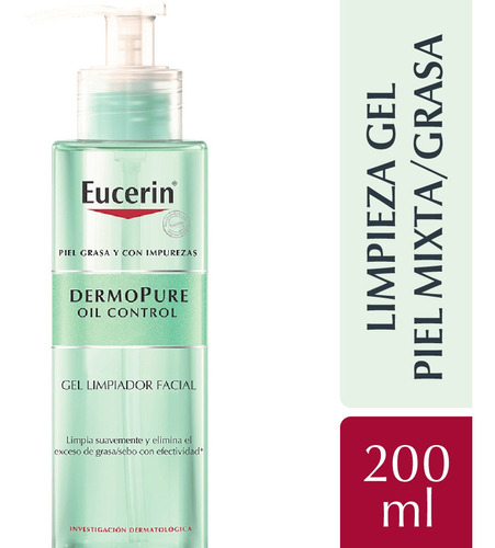 Eucerin Dermopure Oil Control Gel Limpiador X 200 Ml Momento de aplicación Día/Noche Tipo de piel Grasa