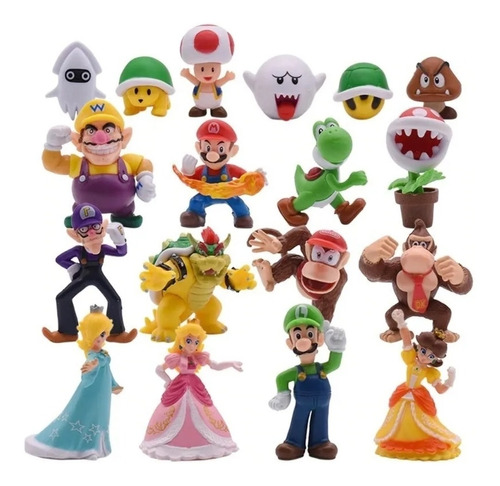 Set De 18 Figuras Coleccionables  Personajes De Mario Bross 