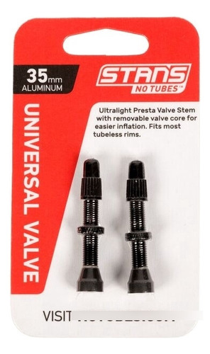 Válvulas Notubes Presta Aluminio Par 35mm Negro