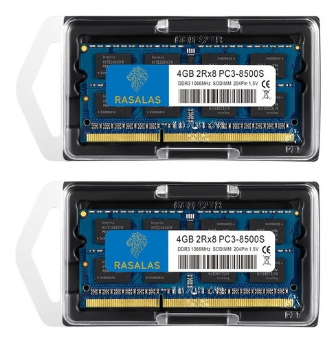 Memória Ram Rasalas 8gb (2x4 Gb) DDR3-1066MHz PC3-8500s Azul