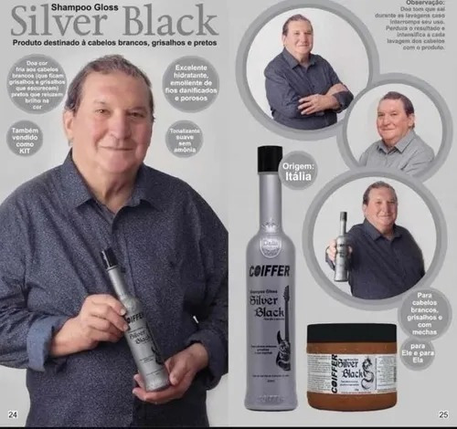 Shampoo Silver Black Coiffer 300ml Grisalhos E Brancos