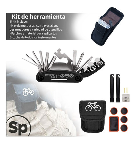 Imagen 2 de 5 de Kit De Herramientas Reparacion De Bicicleta Parches Llaves