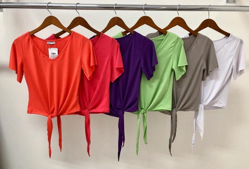 Blusa Nozinho Decote V Manga Flare Viscolycra Verde Folha
