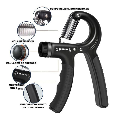 Imagem 3 de 5 de Hand Grip Mola De Ajuste 5kg A 60kg Fortalecimento Punho Mão