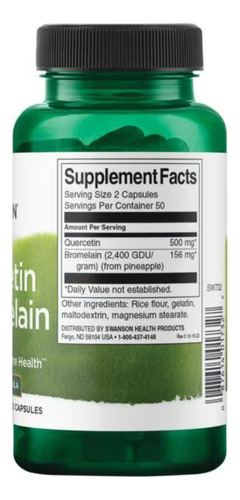 Swanson Quercetina e Bromelaína Respiratory Health 100 cápsulas de sabor sem sabor