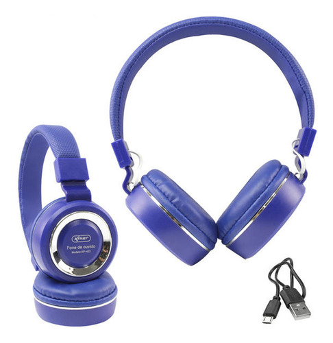 Fone Headset Gamer C/ Mic. 2 P2 Kp-422 Knup Cor Azul