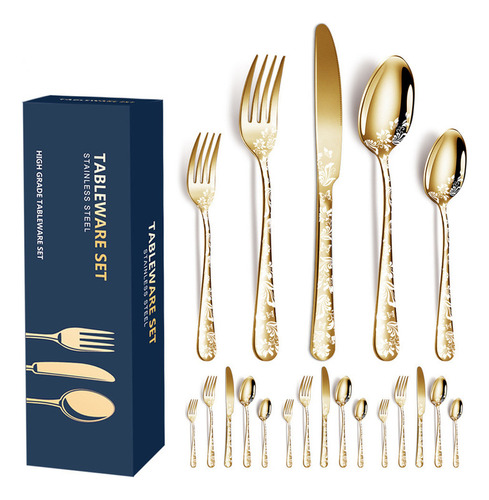 Set 20 Cubiertos Inox. Diseño Elegante - Caja Regalo