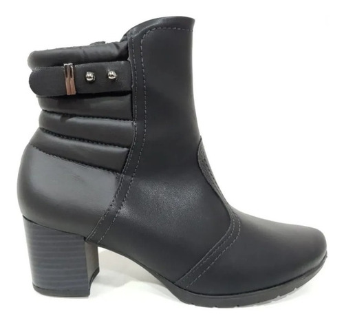 Bota Piccadilly Negra Con Taco Y Acolchado Atrás Art.331010