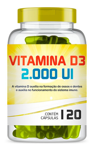 Vitamina D3 2.000 Ui Com 120 Capsulas Variação Única Sabor Sem Sabor