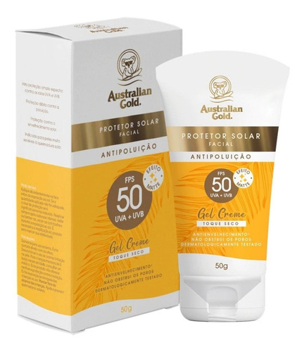 Protetor Solar Facial Australian Gold Fps50 Antipoluição 50g