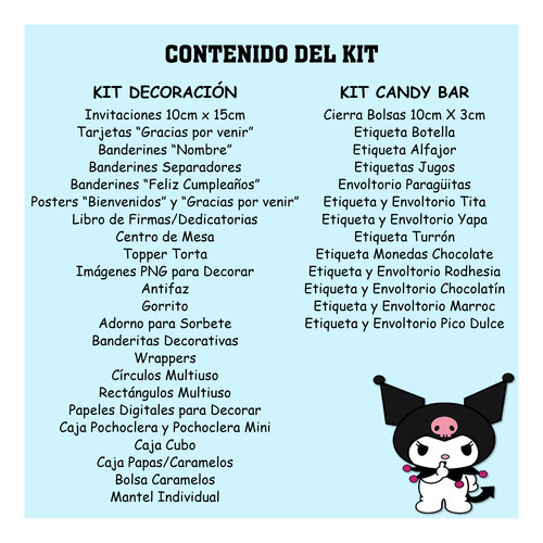 Kuromi Kit Cumpleaños Imprimible Editable Candy Bar