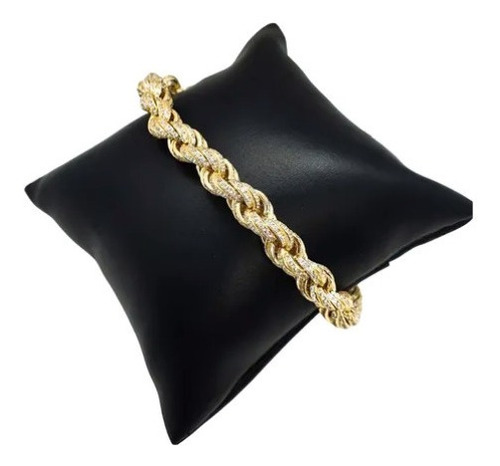 Pulsera Cubana De Oro De 10k Hombre Italiana Piedra Zirconia